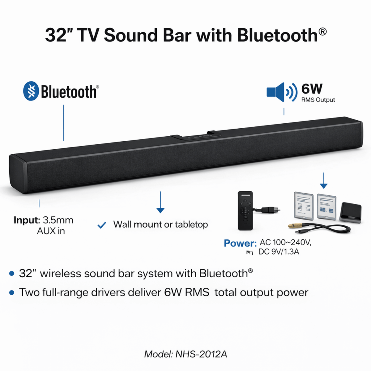 Naxa 32" Bluetooth TV Sound Bar - Refurbished