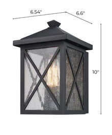 Leonis 10"High 1-Light Black Finish with Seeded Glass Shade Outdoor Wall Lantern