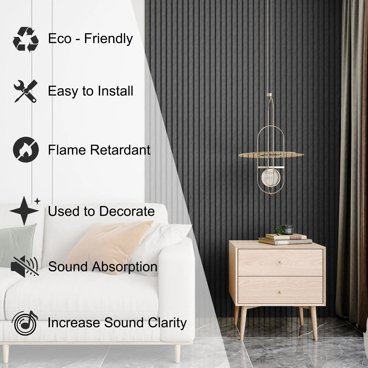 Acoustical 100% Polyester Wall Panel, 48x24x0.7 Sound Proof Wall Panels