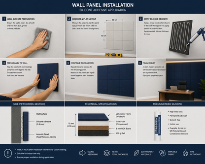 Decorative Acoustic Wall Panels – Sound Absorbing Upholstered Panels (1.44 m2 - 15.5 sq ft) 4-Pack