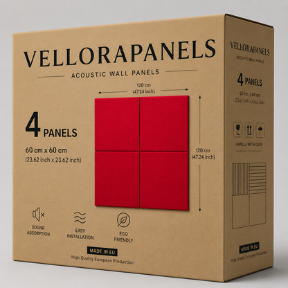 Decorative Acoustic Wall Panels – Sound Absorbing Upholstered Panels (1.44 m2 - 15.5 sq ft) 4-Pack