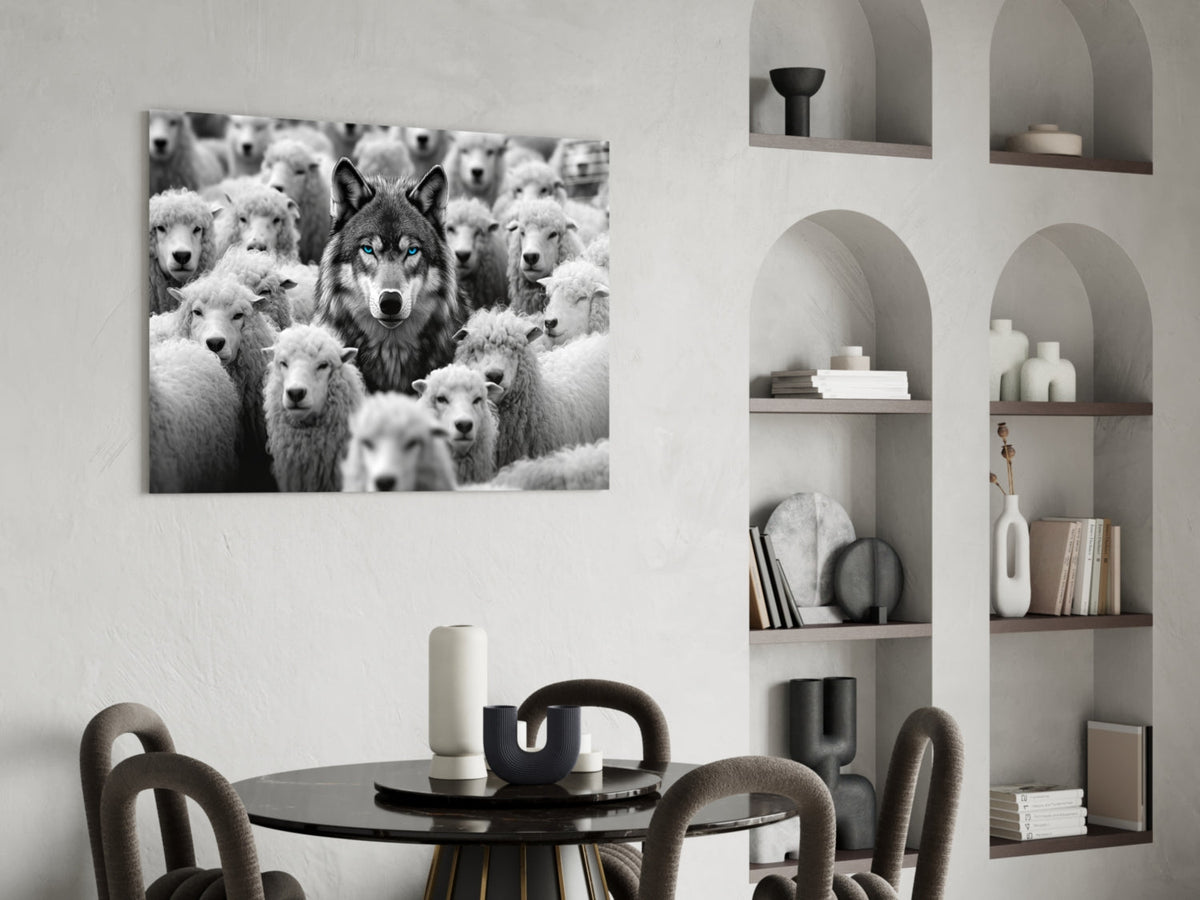 Wolf in Sheep's Clothing Glass Wall Art || Designer Collection