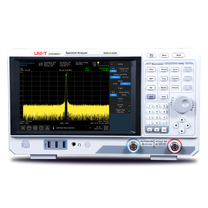 UNI-T 9kHz-8.4GHz spectrum analyzer with digital display and control panel
