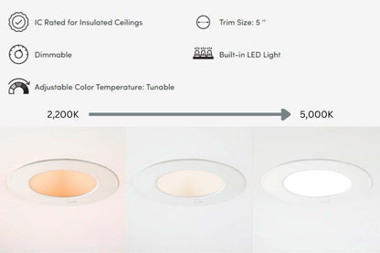 12 Pack - Brilli 5/6 inch LED Recessed Retrofit Downlight, Dimmable, Color Tunable