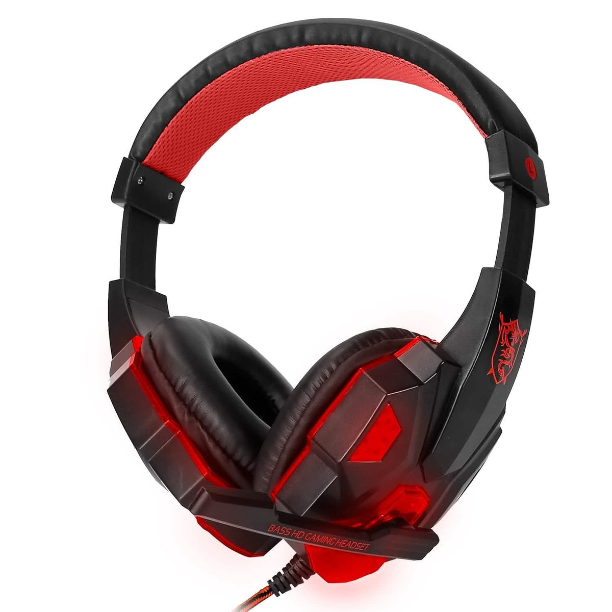 Gaming Headsets Stereo Bass Over Ear Headphones with LED Light Earmuff