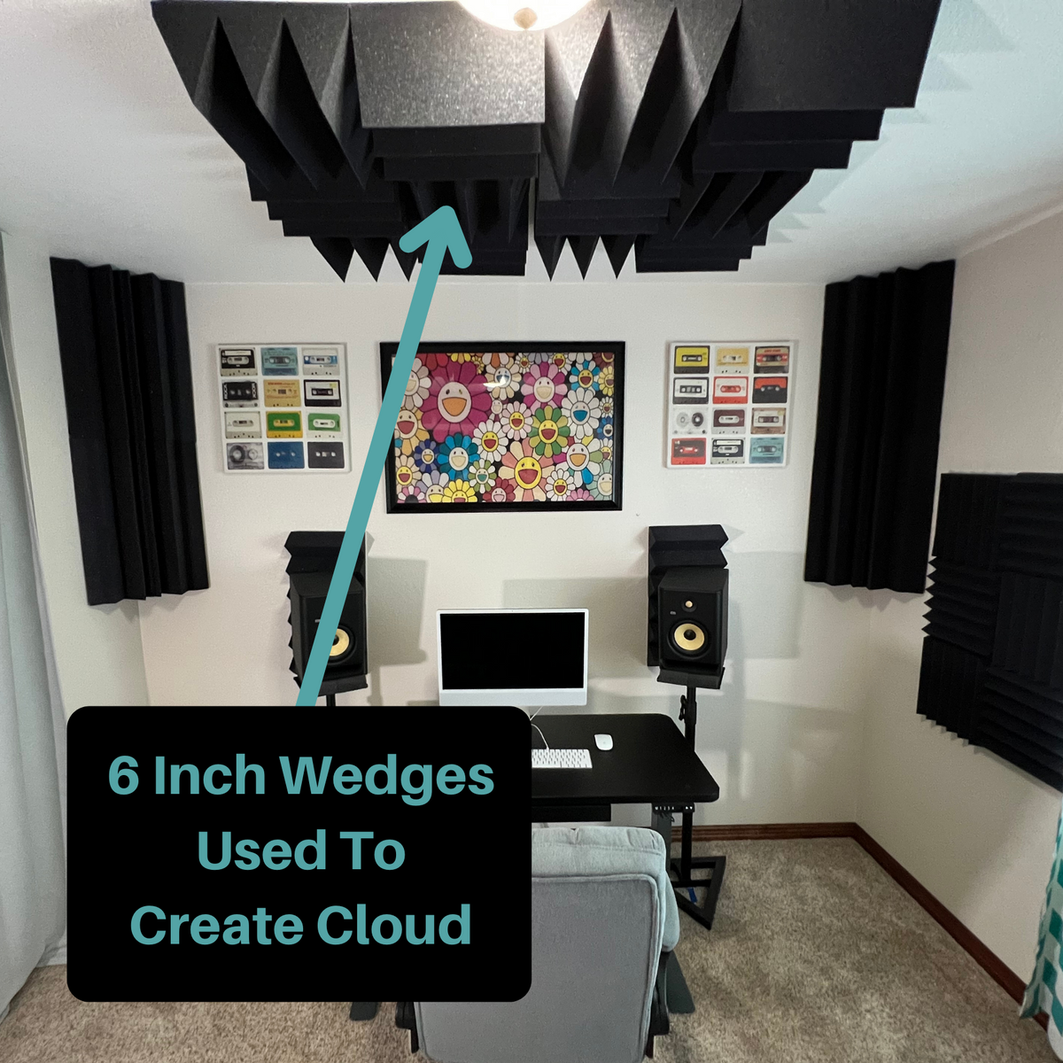 6” Acoustic Foam Wedge Panels - 12” x 12” | NRC 0.95